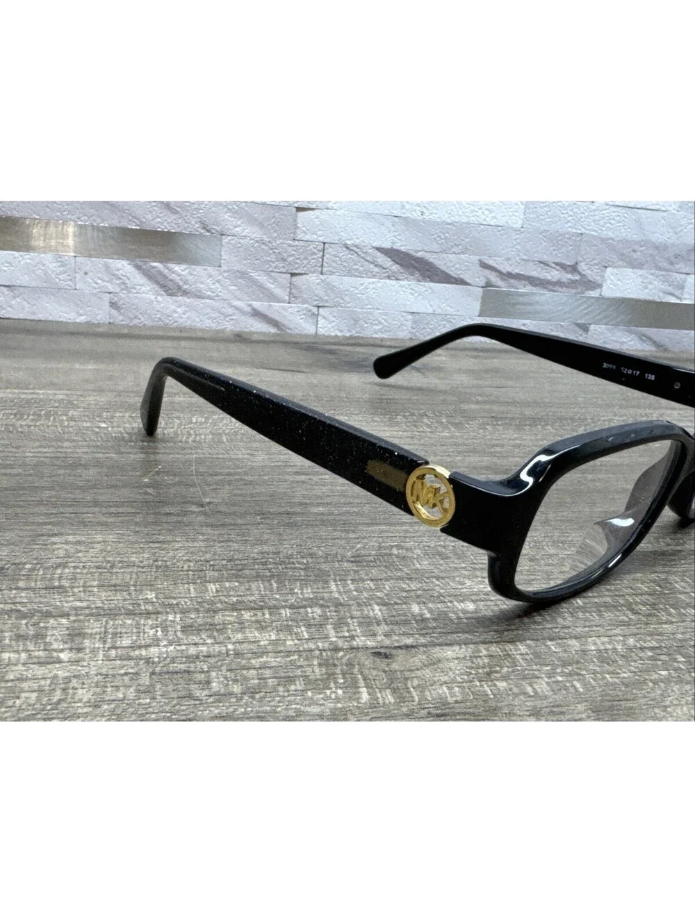 Michael Kors Tabitha V MK8016 3099 Black Glitter Rectangle Eyeglasses 52-17-135